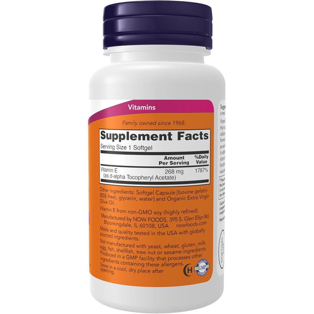 VITAMINA E NOW FOODS 400 UI 100 CÁPSULAS BLANDAS - 3