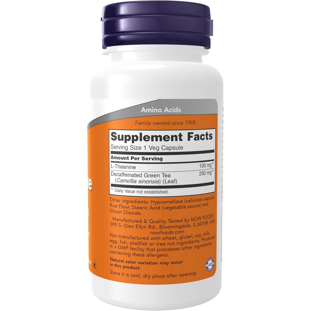 L-TEANINA NOW FOODS 100 MG CON TÉ VERDE DESCAFEINADO 90 CÁPSULAS - 3