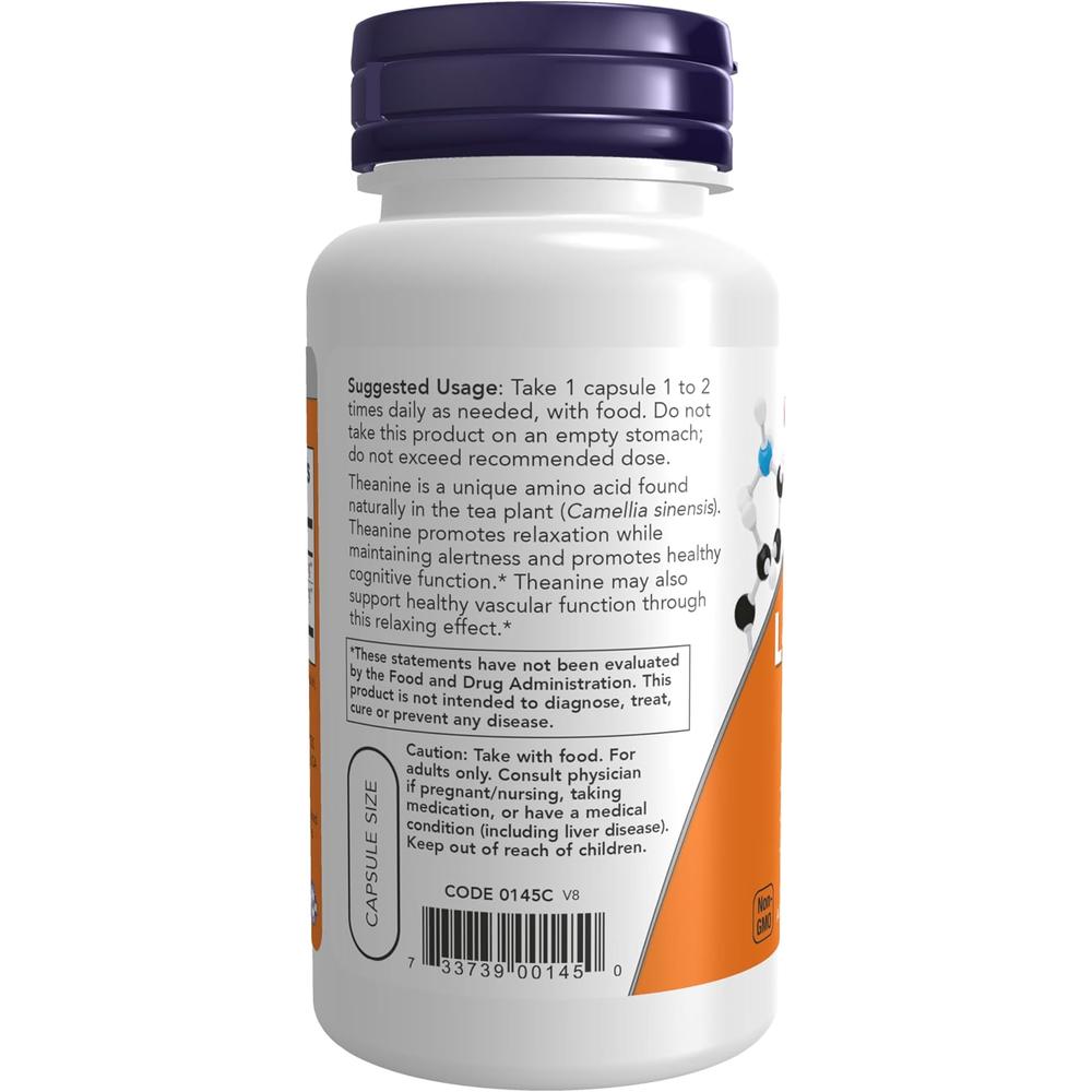 L-TEANINA NOW FOODS 100 MG CON TÉ VERDE DESCAFEINADO 90 CÁPSULAS - 4
