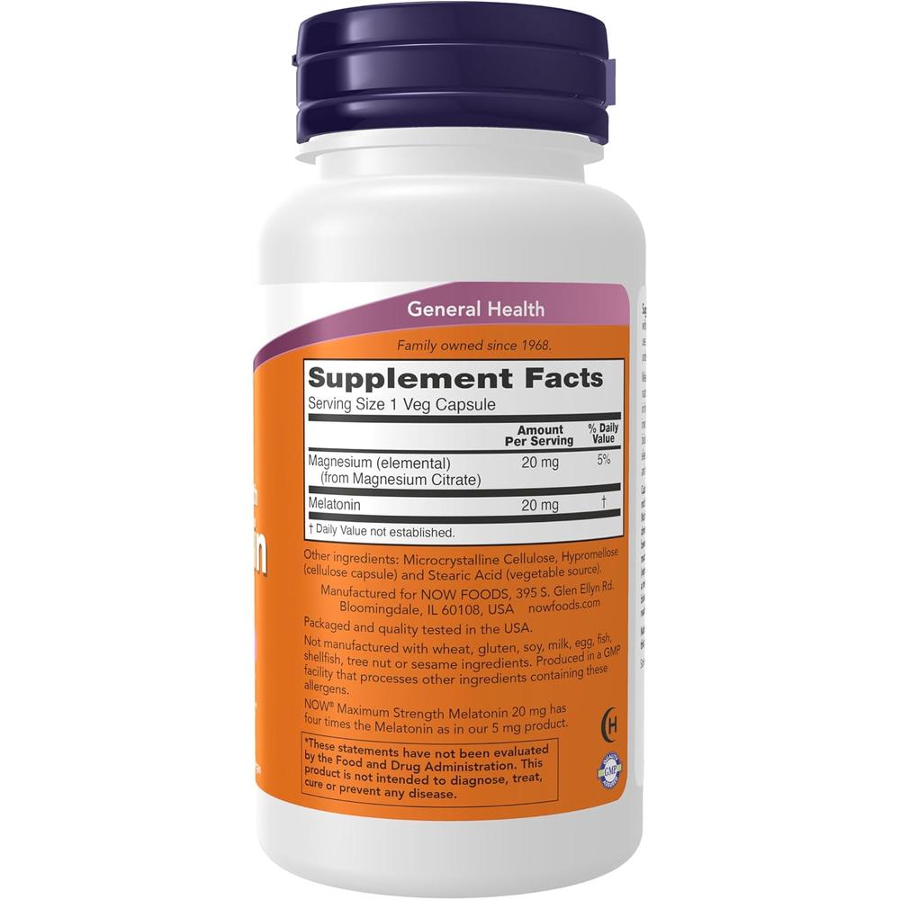 MELATONINA NOW FOODS 20 MG 90 CÁPSULAS - 3