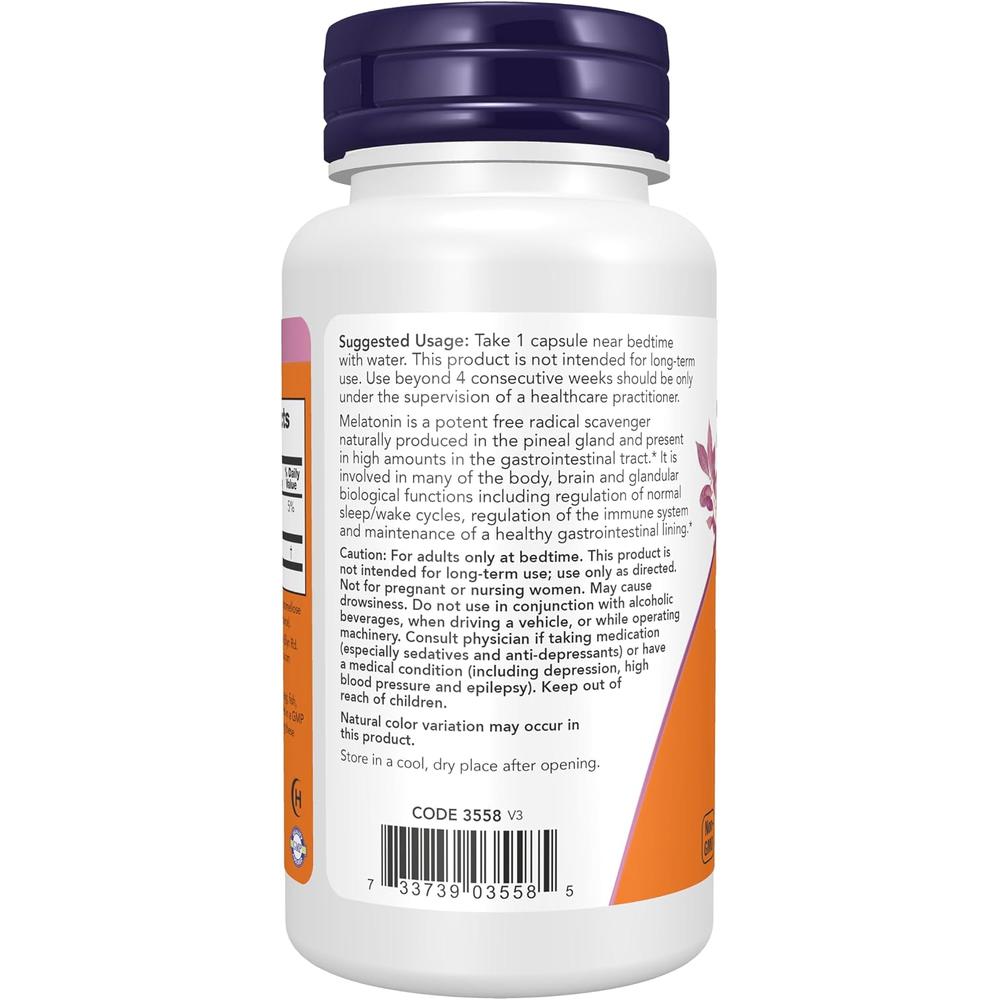 MELATONINA NOW FOODS 20 MG 90 CÁPSULAS - 4