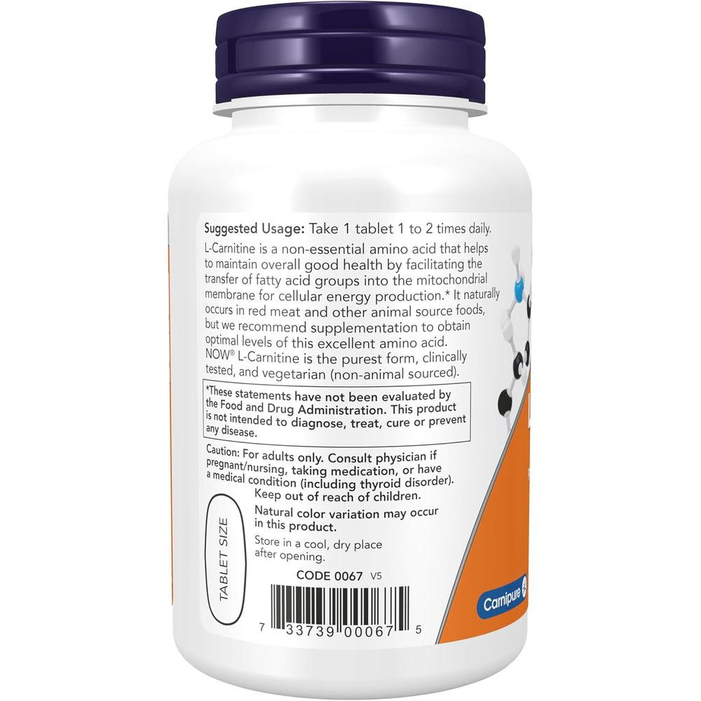 L-CARNITINA NOW FOODS 1000 MG 50 TABLETAS - 4