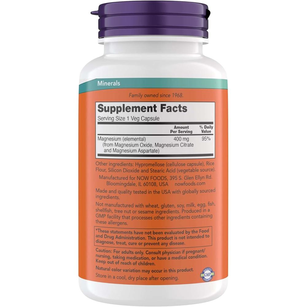 MAGNESIO NOW FOODS 400 MG 360 CÁPSULAS - 3