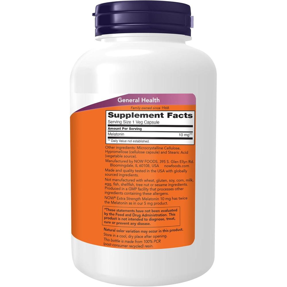 MELATONINA NOW FOODS 10 MG 200 CÁPSULAS - 3