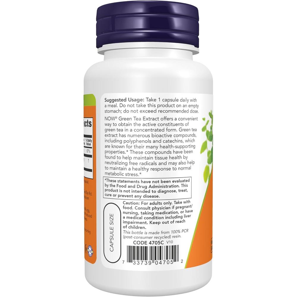 EXTRACTO DE TÉ VERDE NOW FOODS 400 MG CON VITAMINA C 100 CÁPSULAS - 4