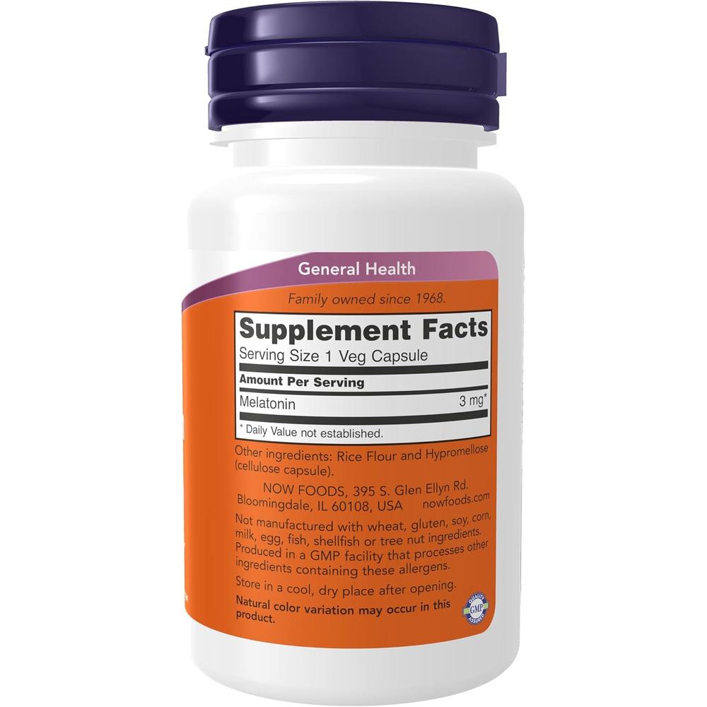MELATONINA NOW FOODS 3 MG 60 CÁPSULAS - 3