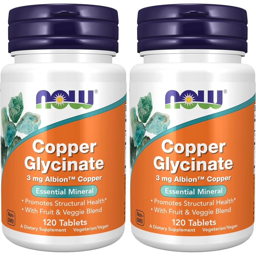 GLICINATO DE COBRE NOW FOODS 3 MG 120 TABLETAS | PACK 2 - 1