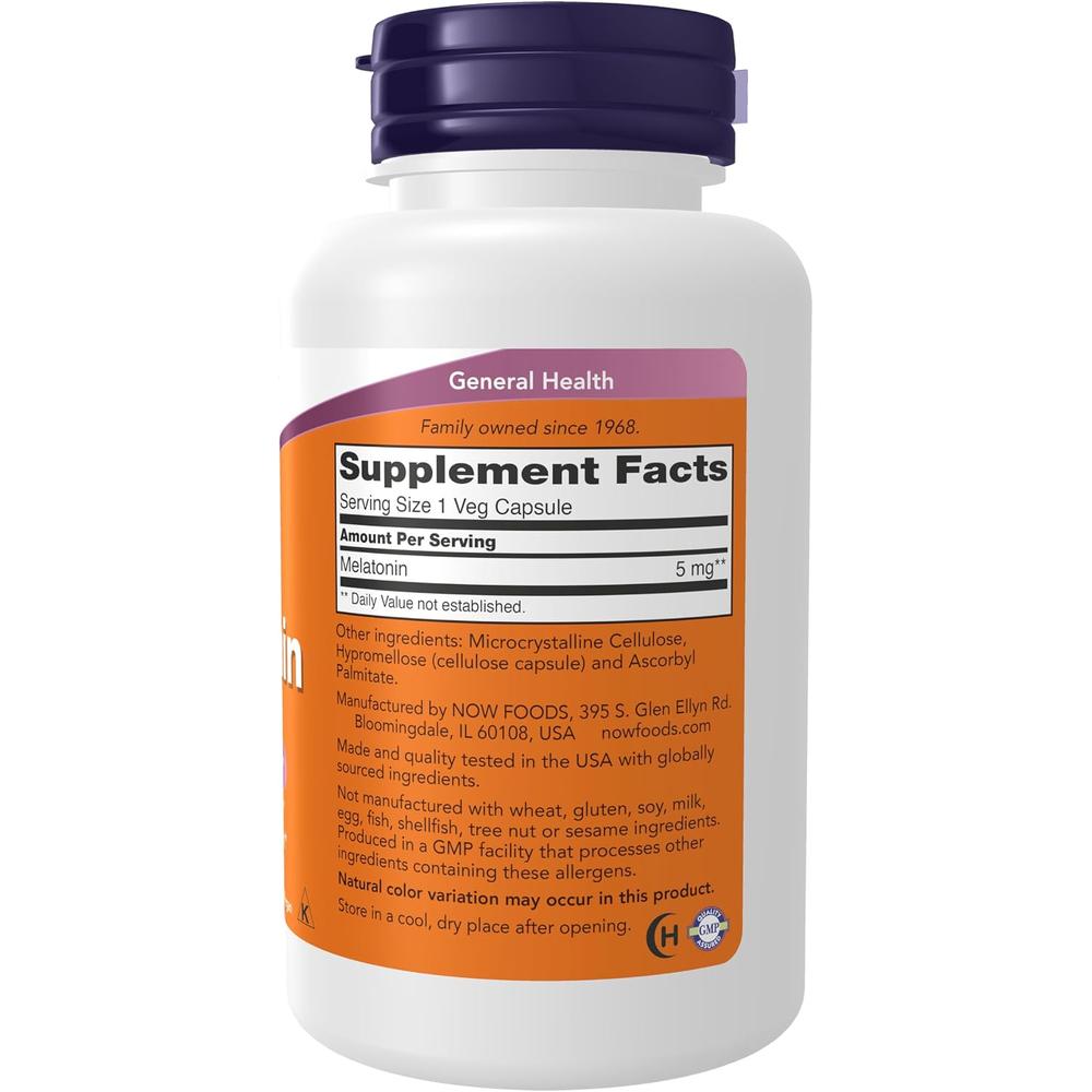 MELATONINA NOW FOODS 5 MG 180 CÁPSULAS - 3