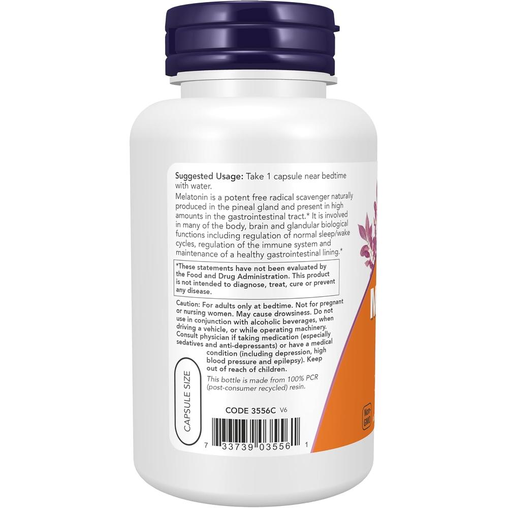 MELATONINA NOW FOODS 5 MG 180 CÁPSULAS - 4