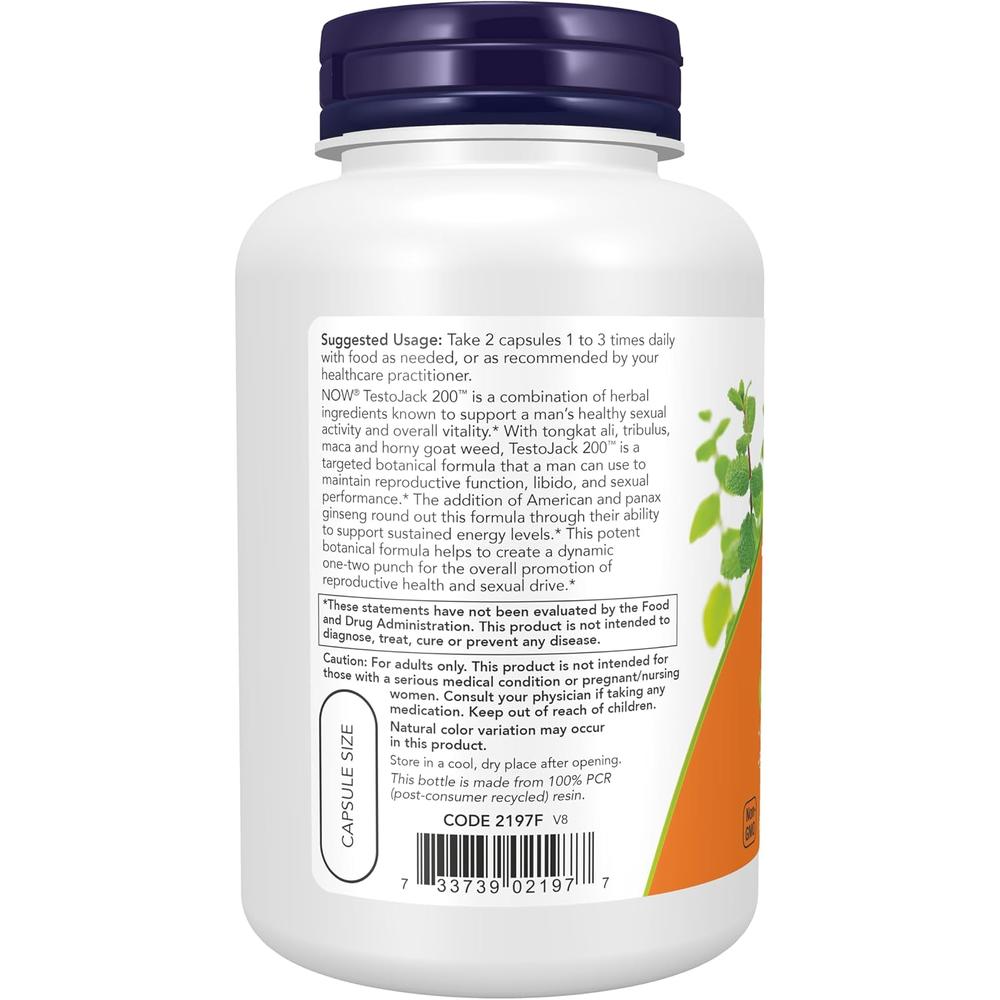 TESTOJACK 200 NOW FOODS 120 CÁPSULAS - 4