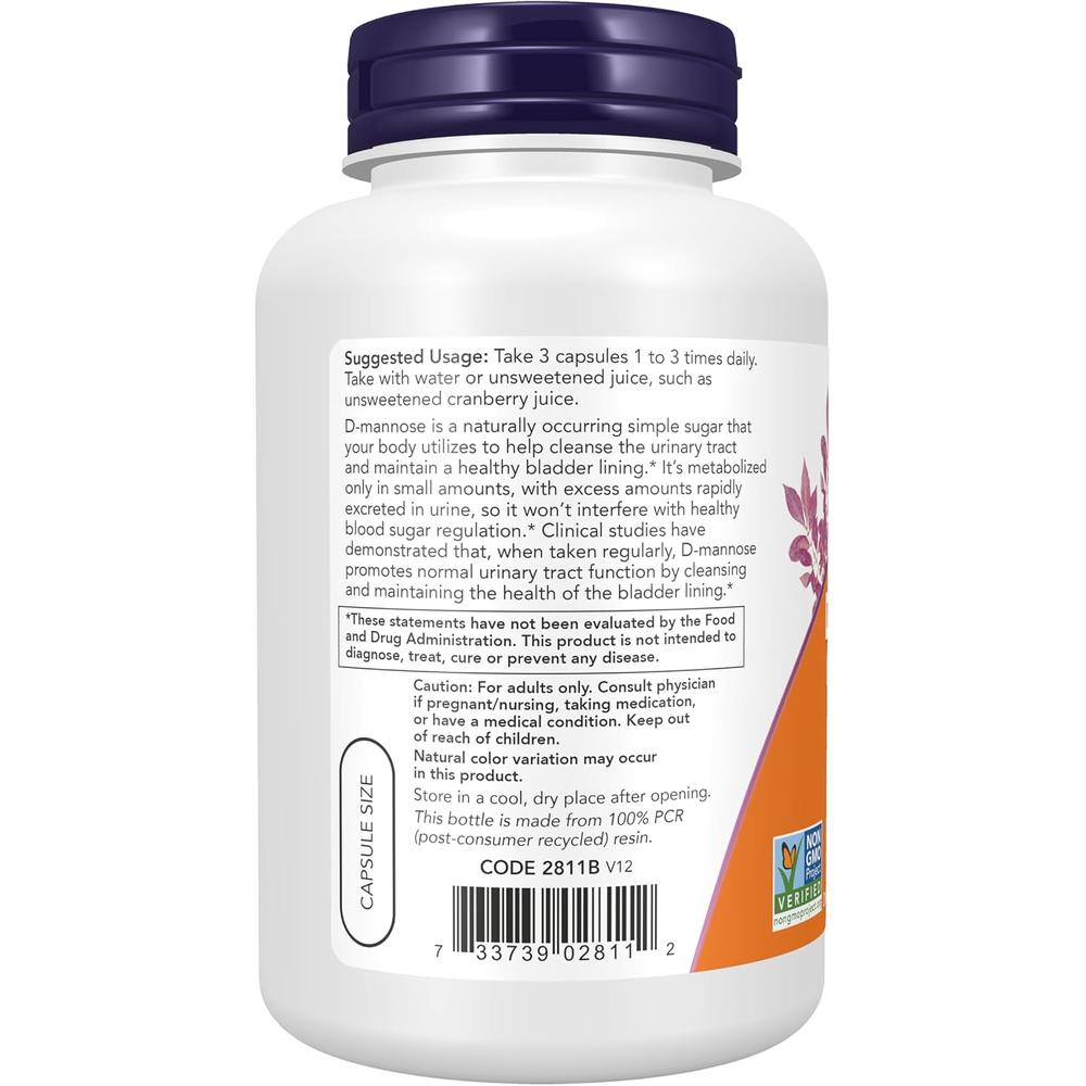 D-MANOSA NOW FOODS 500 MG 120 CÁPSULAS - 4