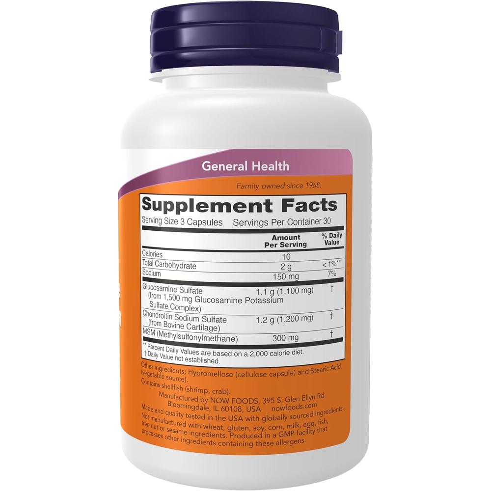 GLUCOSAMINA + CONDROITINA + MSM NOW FOODS 90 CÁPSULAS - 3