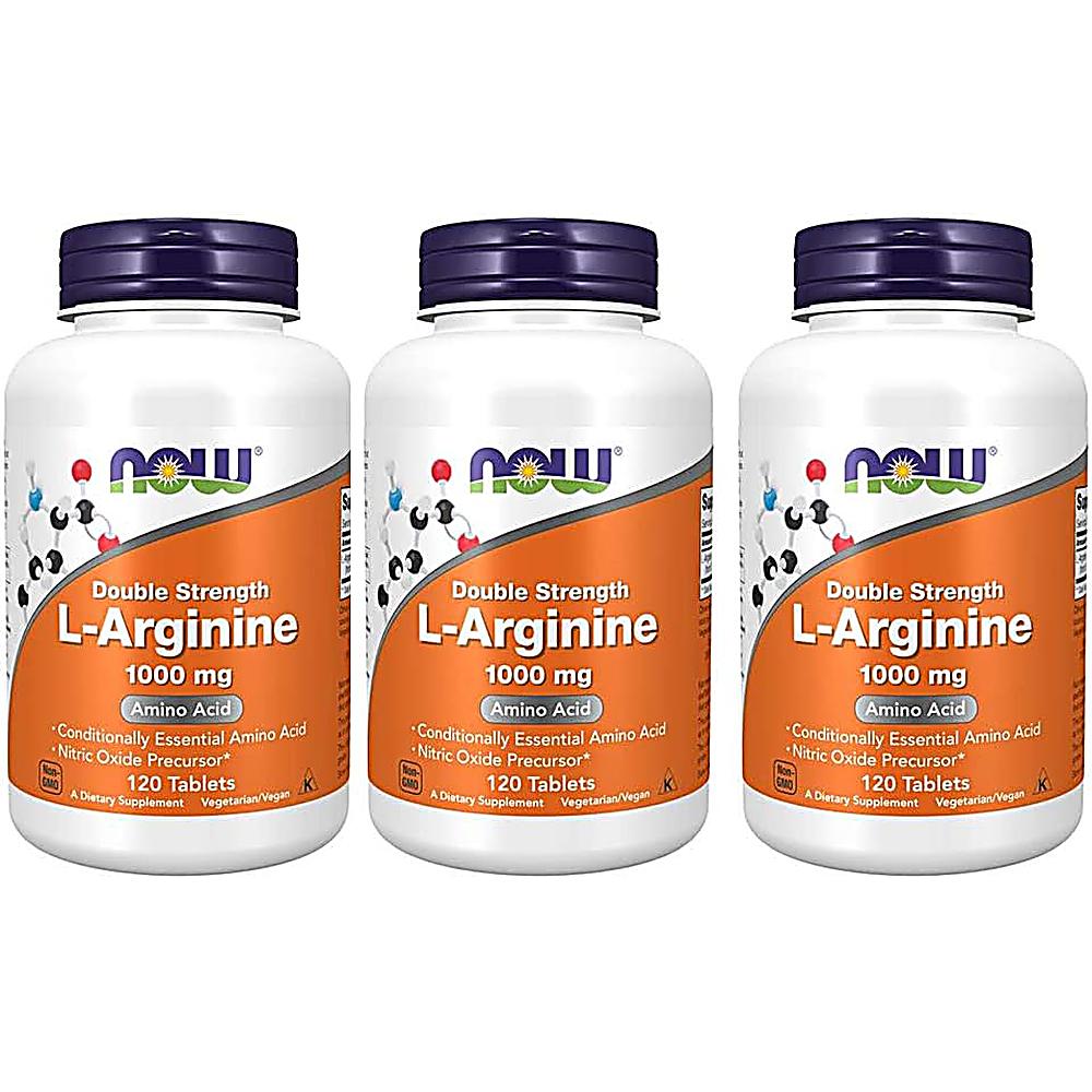 L-ARGININA NOW FOODS 1000 MG 120 TABLETAS | PACK 3 - 1