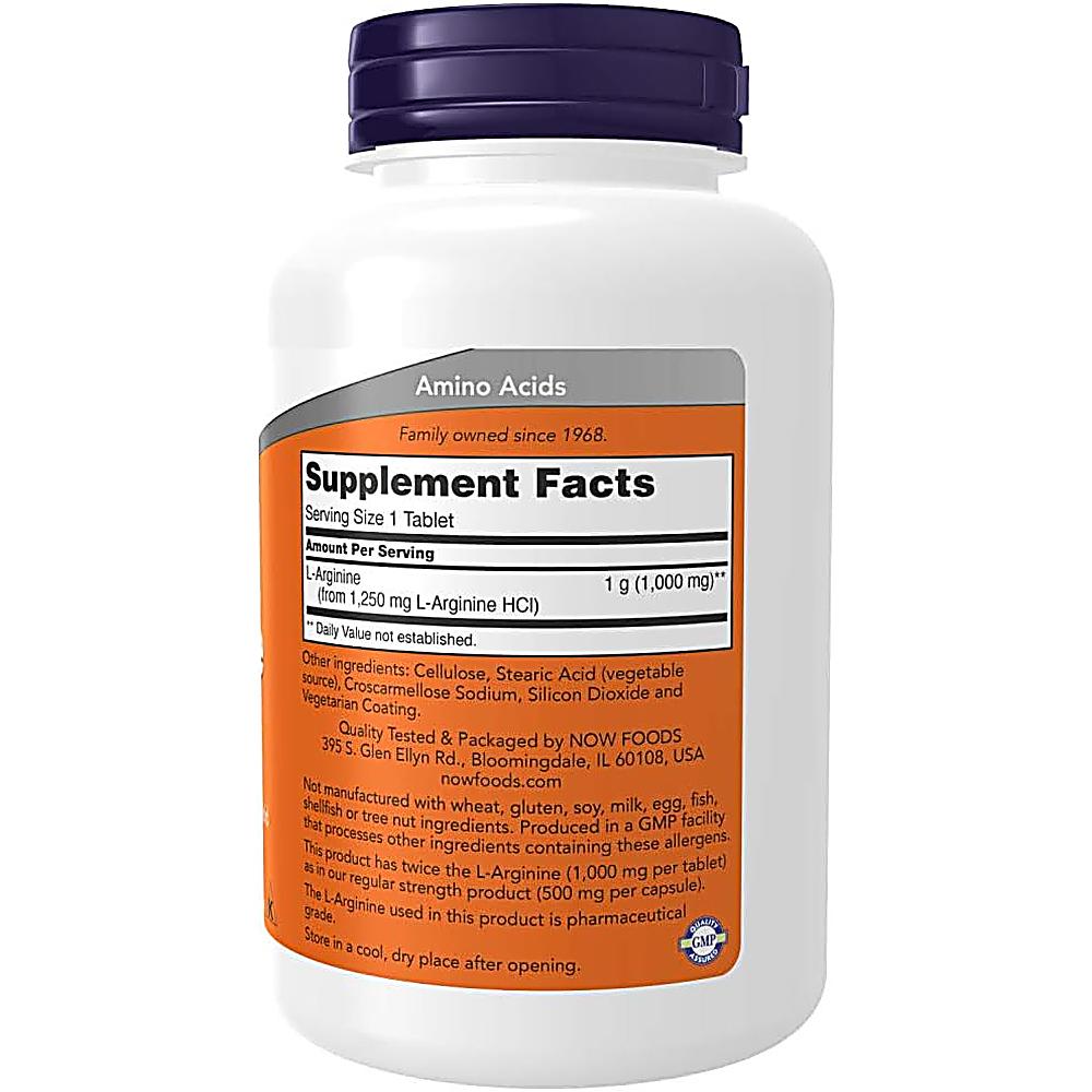L-ARGININA NOW FOODS 1000 MG 120 TABLETAS | PACK 3 - 3