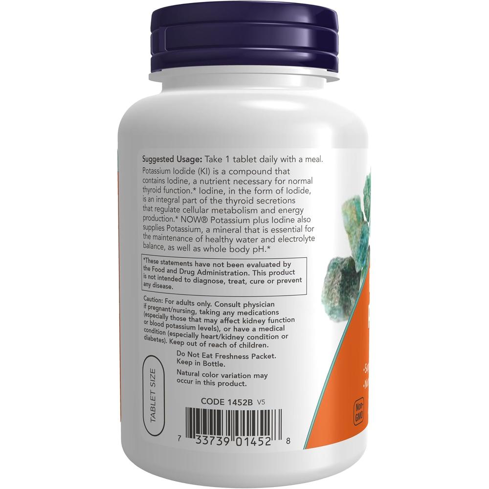POTASIO + YODO NOW FOODS 180 TABLETAS - 4