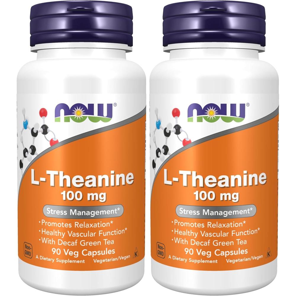 L-TEANINA NOW FOODS 100 MG CON TÉ VERDE DESCAFEINADO 90 CÁPSULAS | PACK 2 - 2