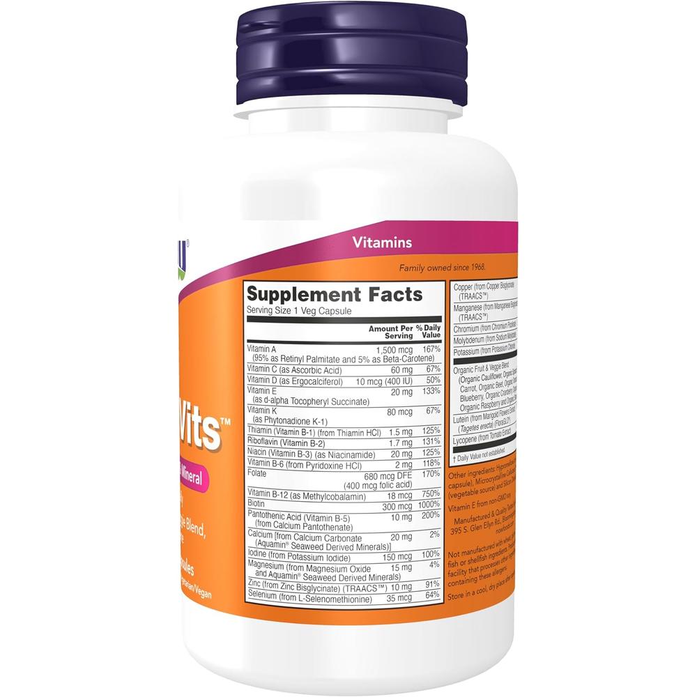 DAILY VITS NOW FOODS MULTIVITAMÍNICO 120 CÁPSULAS - 3