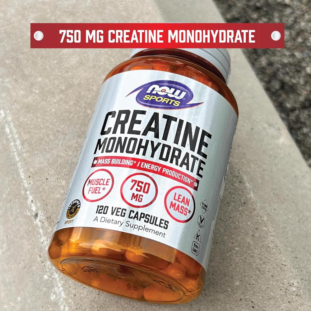 CREATINA MONOHIDRATO NOW SPORTS 750 MG 120 CÁPSULAS - 5