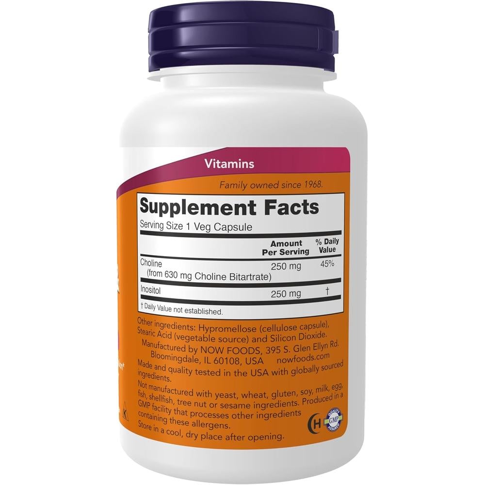 COLINA + INOSITOL NOW FOODS 500 MG 100 CÁPSULAS - 3