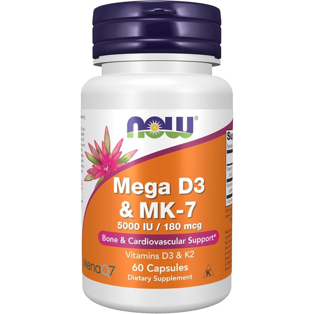 MEGA D3 + MK-7 NOW FOODS 5000 UI / 180 MCG 60 CÁPSULAS - 2