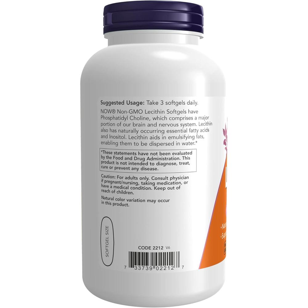 LECITINA NOW FOODS 1200 MG 200 CÁPSULAS BLANDAS - 4