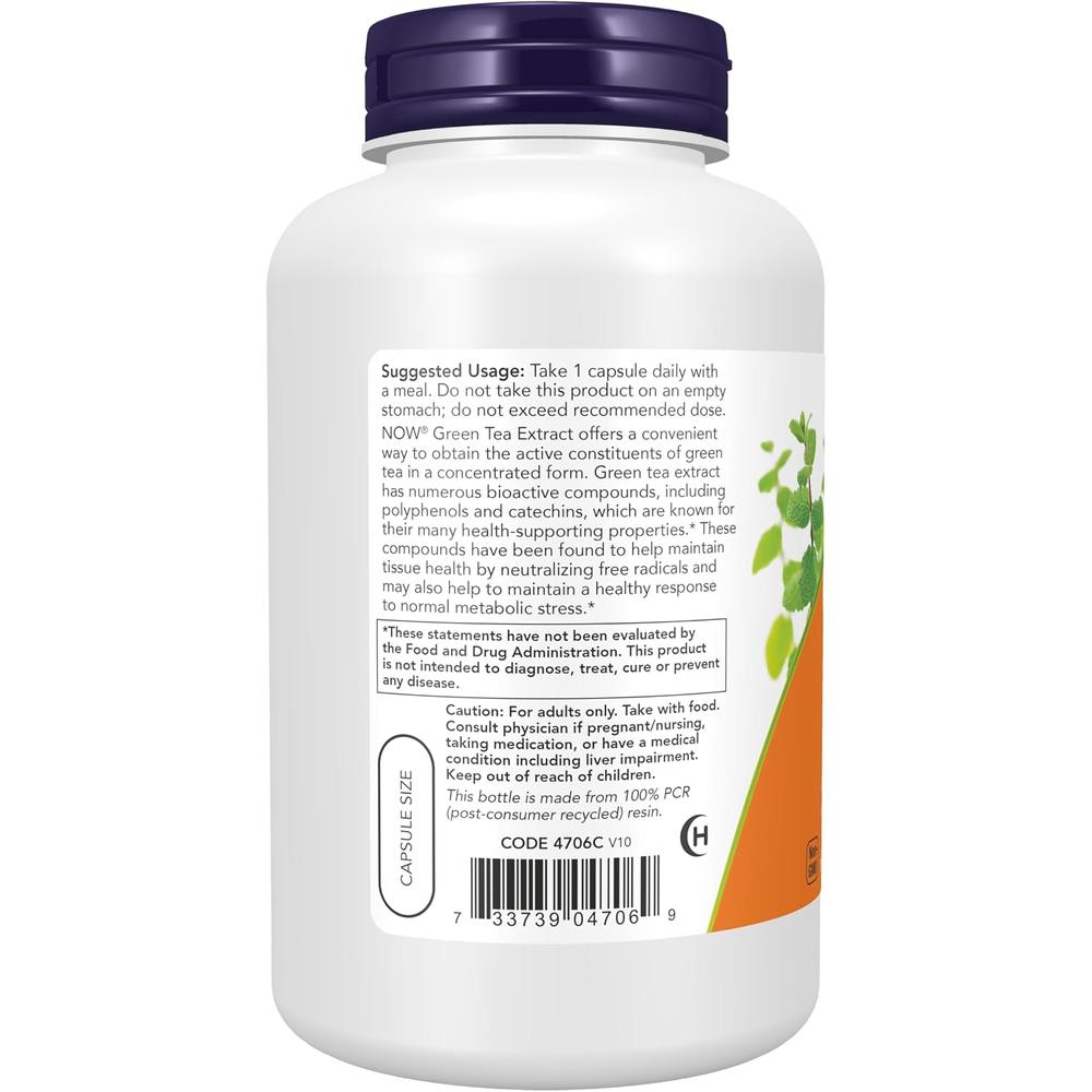 EXTRACTO DE TÉ VERDE NOW FOODS 400 MG CON VITAMINA C 250 CÁPSULAS - 4