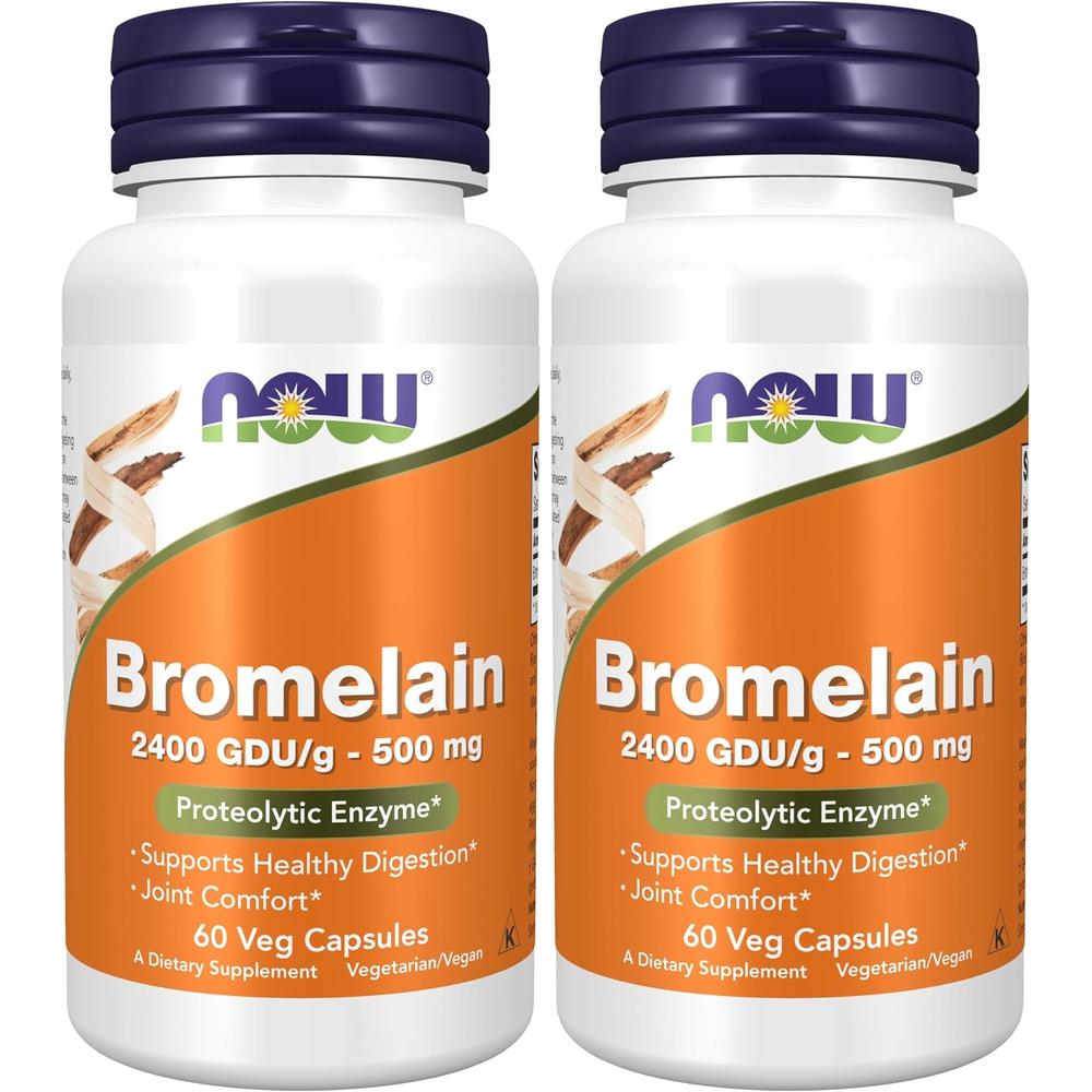 BROMELINA NOW FOODS 500 MG 2400 GDU/G 60 CÁPSULAS | PACK 2 - 1