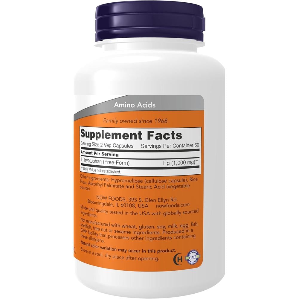L-TRIPTÓFANO NOW FOODS 500 MG 120 CÁPSULAS - 3