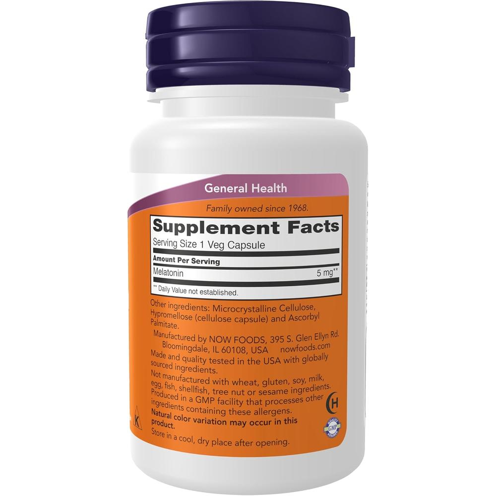 MELATONINA NOW FOODS 5 MG 60 CÁPSULAS - 3