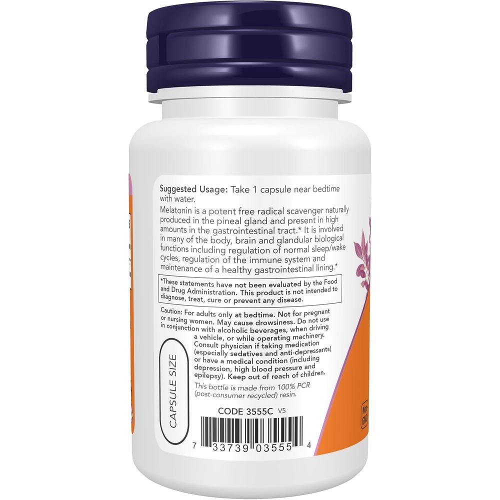 MELATONINA NOW FOODS 5 MG 60 CÁPSULAS - 4