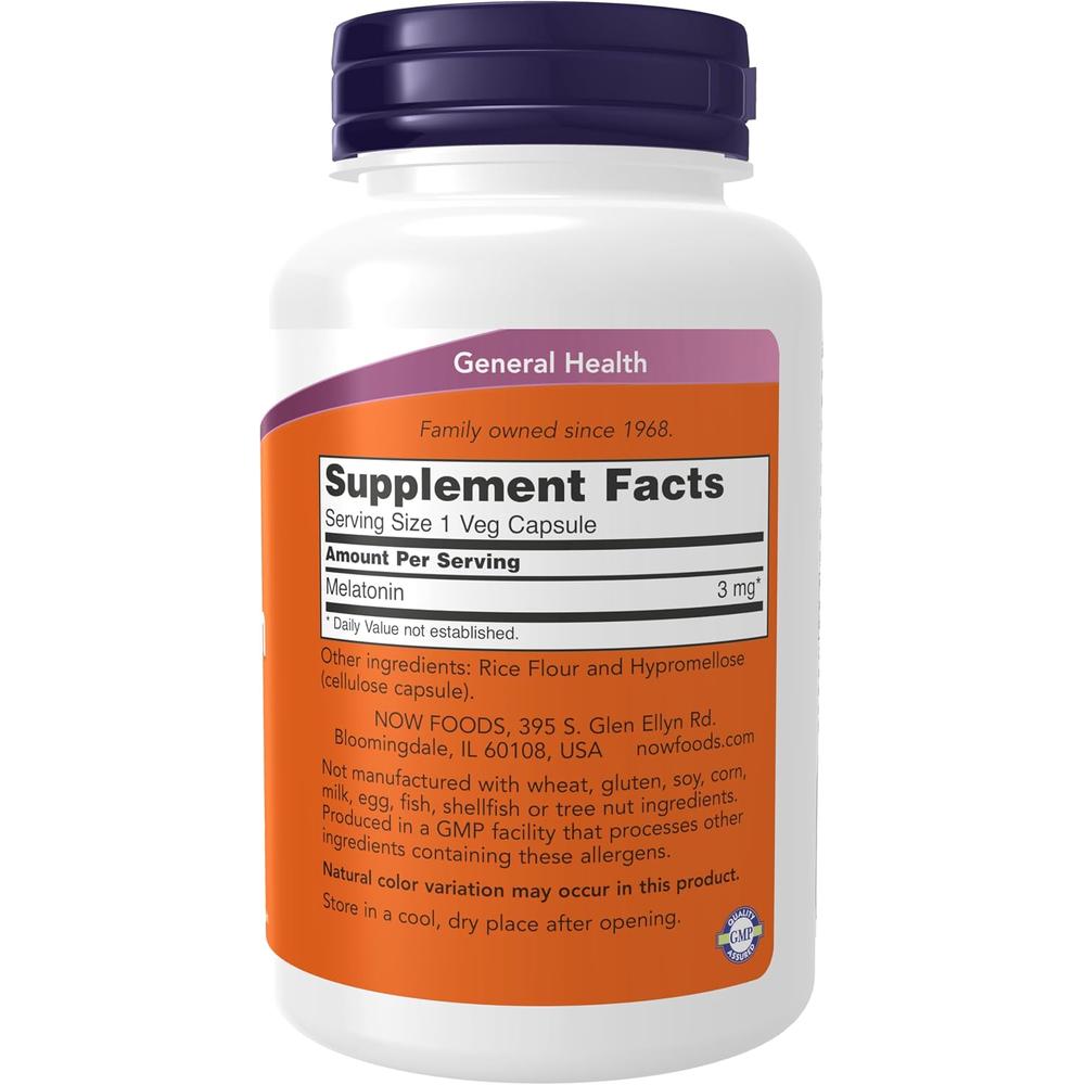 MELATONINA NOW FOODS 3 MG 180 CÁPSULAS - 3