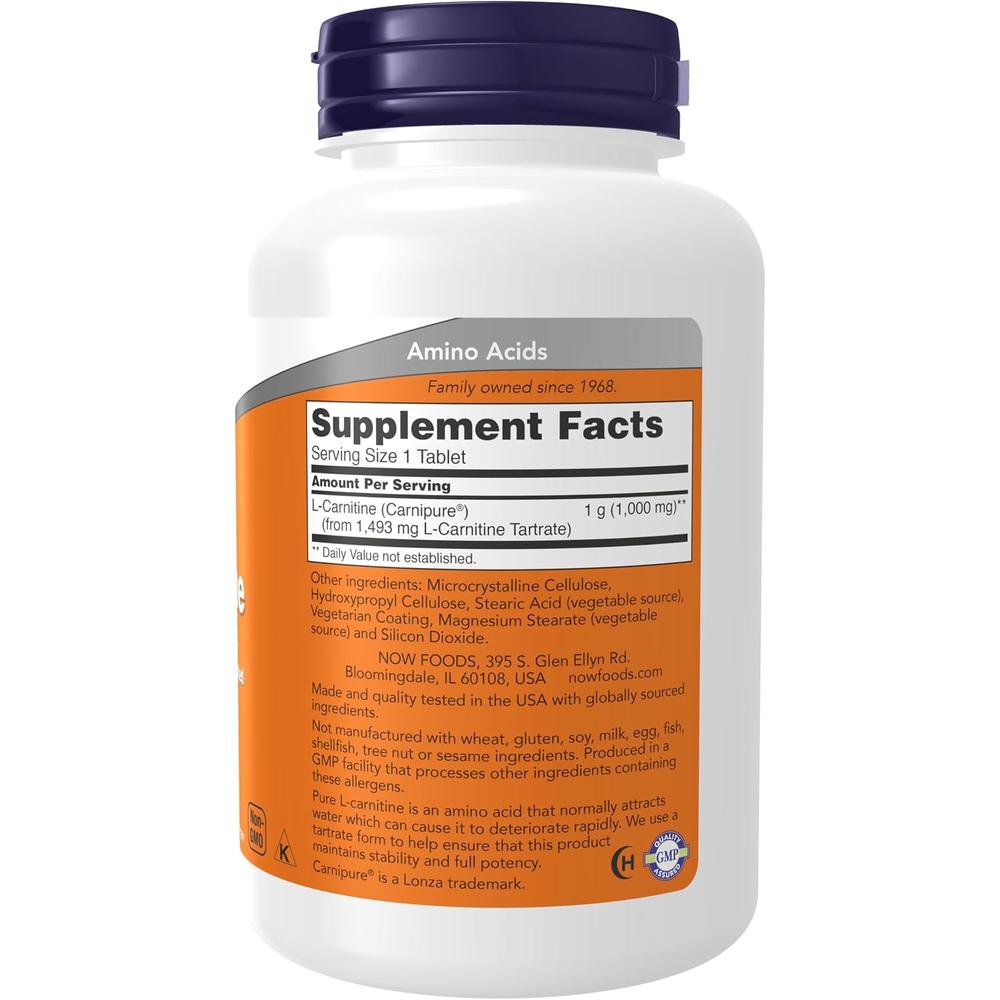 L-CARNITINA NOW FOODS 1000 MG 100 TABLETAS - 3
