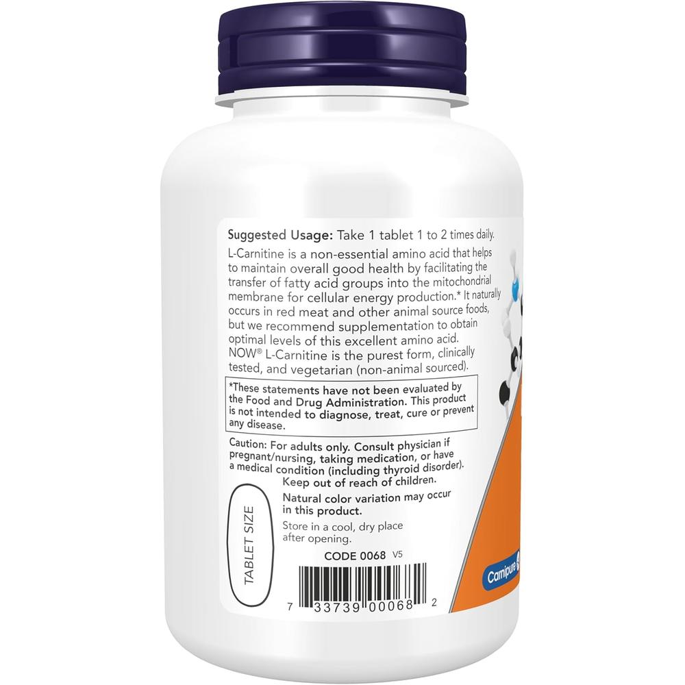 L-CARNITINA NOW FOODS 1000 MG 100 TABLETAS - 4