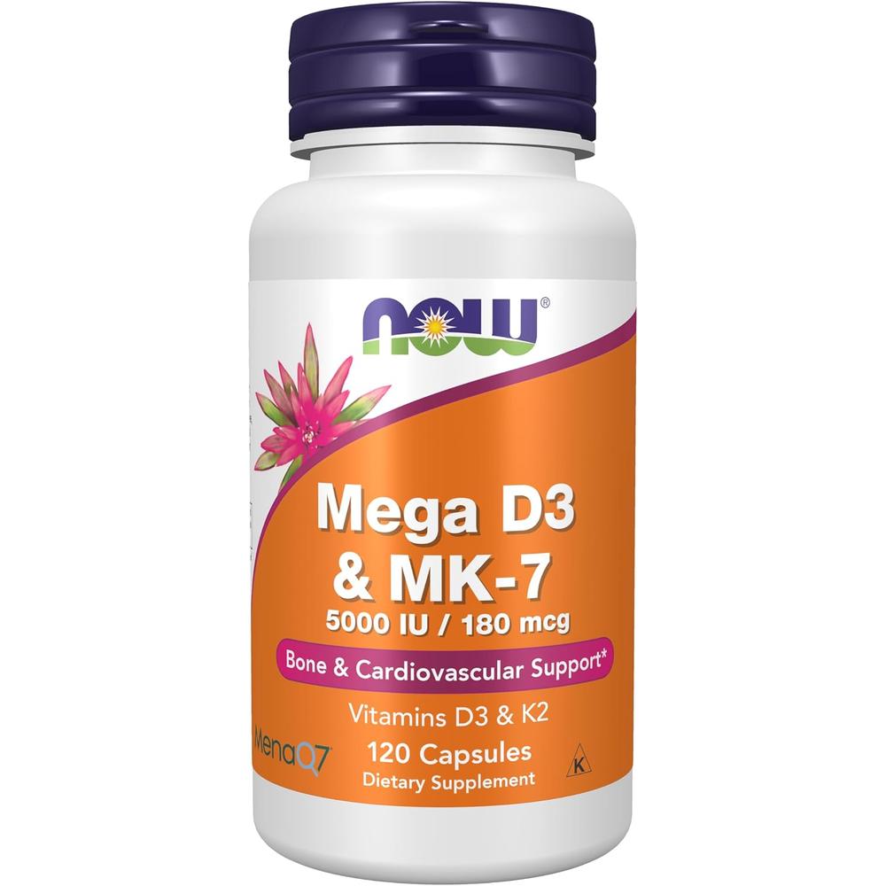 MEGA D3 + MK-7 NOW FOODS 5000 UI / 180 MCG 120 CÁPSULAS - 2