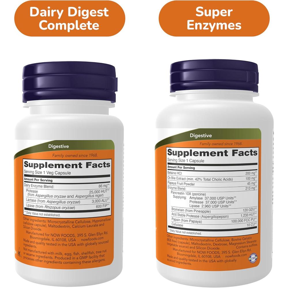 ENZIMAS DIGESTIVAS + DAIRY DIGEST NOW FOODS | SET 2 - 3