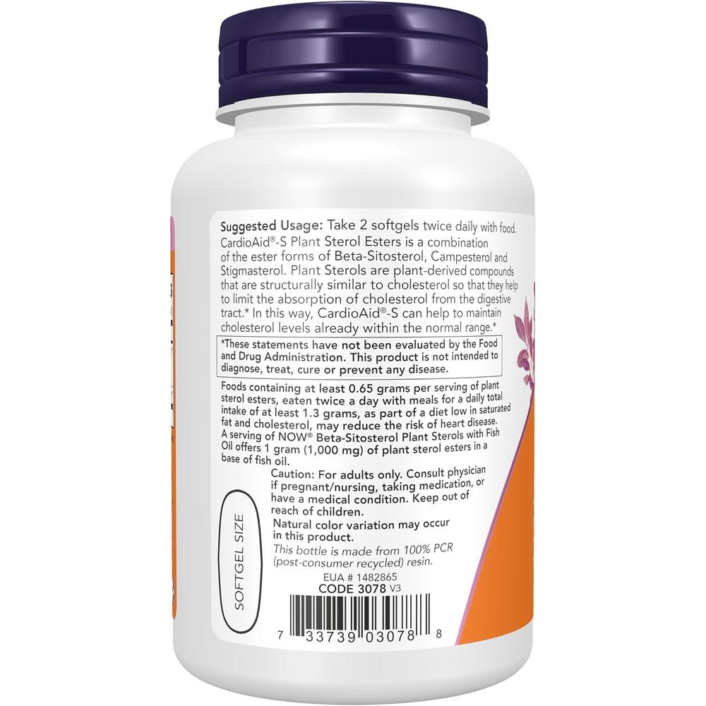 BETA-SITOSTEROL NOW FOODS CON ACEITE DE PESCADO 90 CÁPSULAS BLANDAS - 4