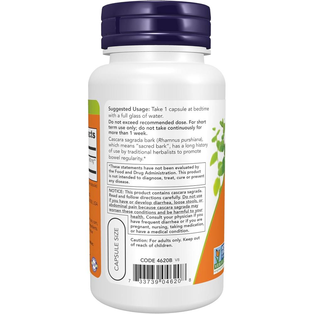 CÁSCARA SAGRADA NOW FOODS 450 MG 100 CÁPSULAS - 4