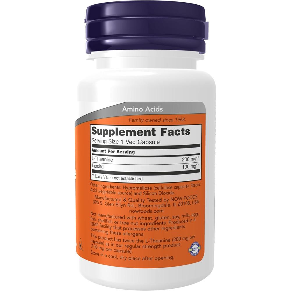 L-TEANINA NOW FOODS 200 MG CON INOSITOL 60 CÁPSULAS VEGETALES - 3