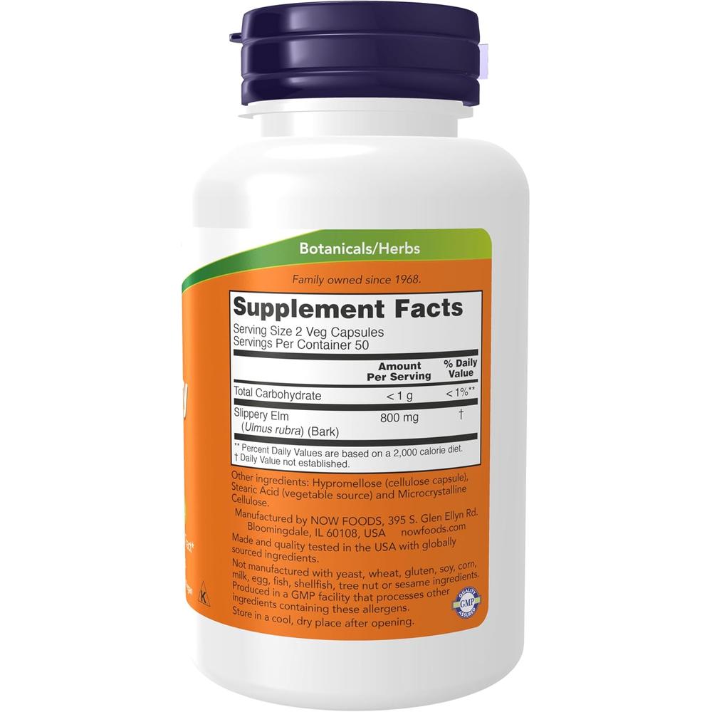 OLMO RESBALADIZO NOW FOODS 400 MG 100 CÁPSULAS | PACK 2 - 3