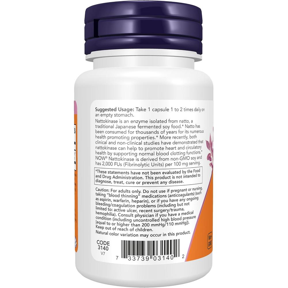 NATTOQUINASA NOW FOODS 100 MG 2000 FU 60 CÁPSULAS VEGETALES - 4