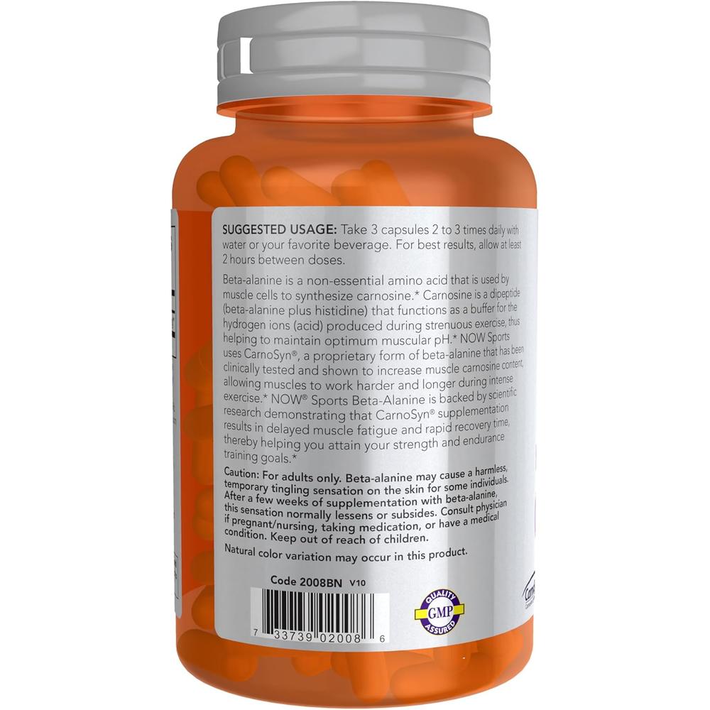 BETA-ALANINA NOW SPORTS 750 MG 120 CÁPSULAS - 4