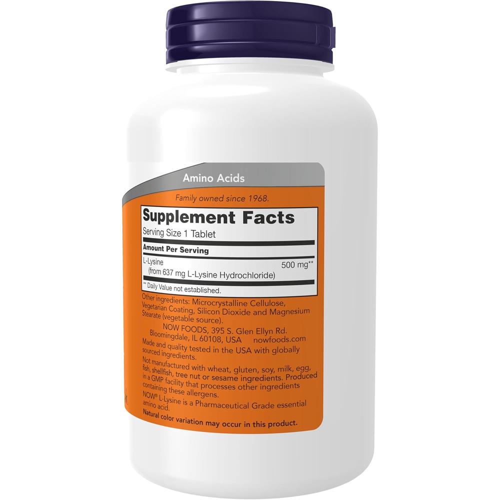 L-LISINA NOW FOODS 500 MG 250 TABLETAS - 3