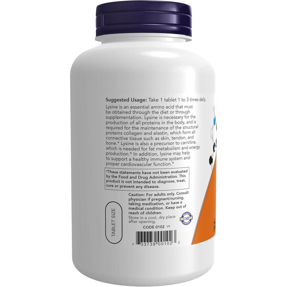 L-LISINA NOW FOODS 500 MG 250 TABLETAS - 4