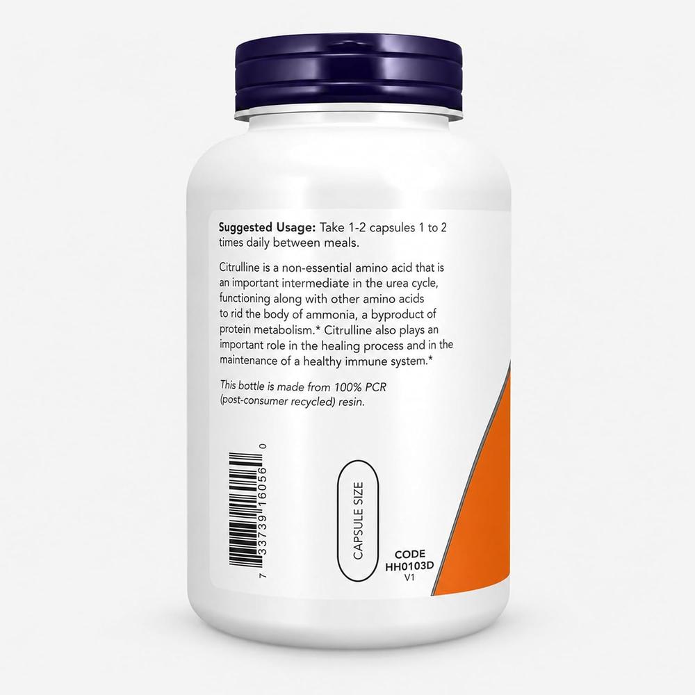 L-CITRULINA NOW FOODS 750 MG 240 CÁPSULAS - 4