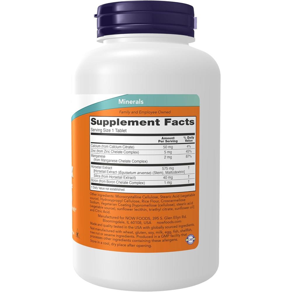SÍLICE NOW FOODS COMPLEX CON EXTRACTO DE COLA DE CABALLO 180 TABLETAS - 3