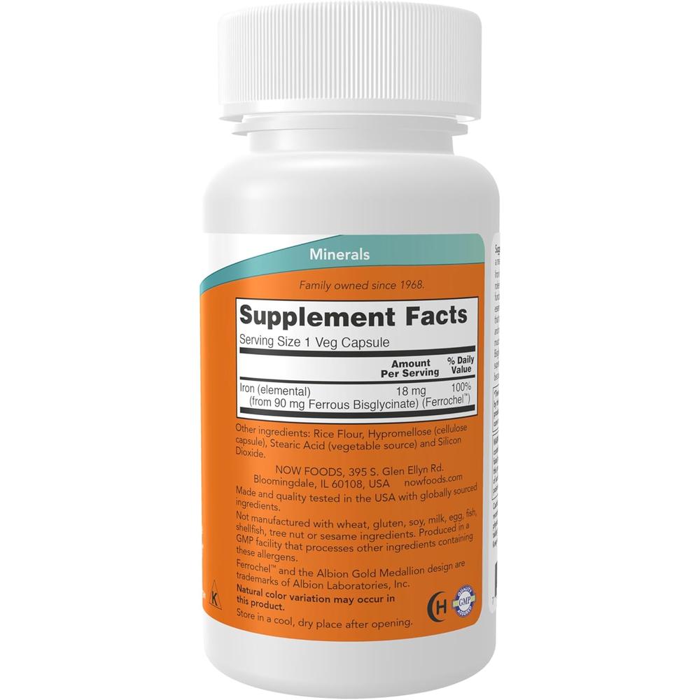 HIERRO NOW FOODS 18 MG 120 CÁPSULAS - 3