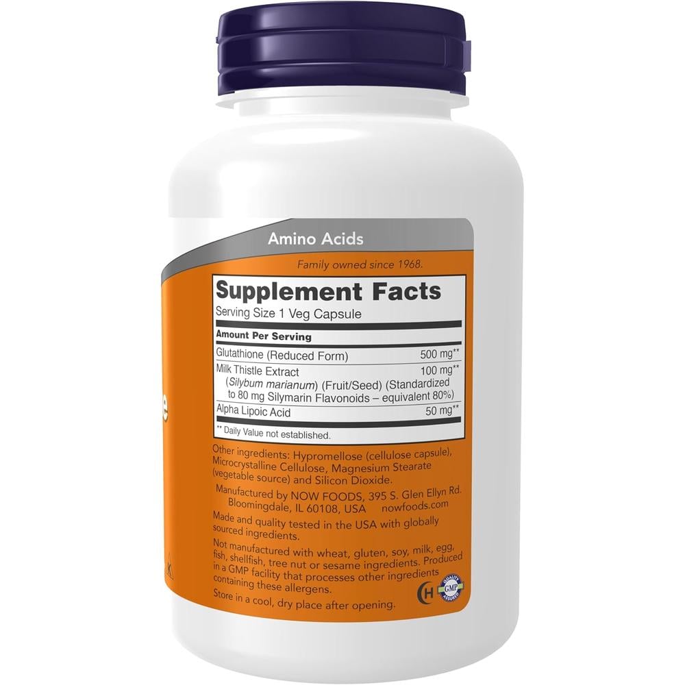 GLUTATIÓN NOW FOODS 500 MG CON CARDO MARIANO + ÁCIDO ALFA LIPOICO 120 CÁPSULAS - 3