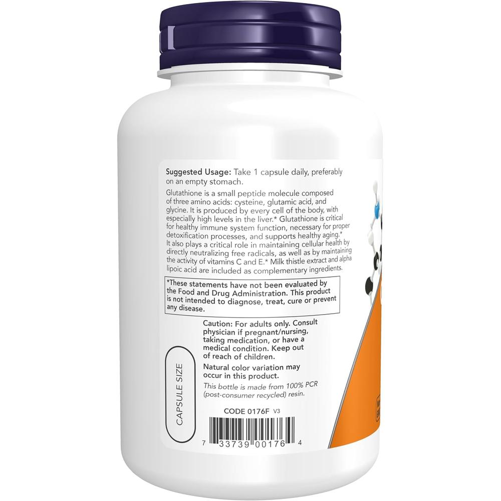 GLUTATIÓN NOW FOODS 500 MG CON CARDO MARIANO + ÁCIDO ALFA LIPOICO 120 CÁPSULAS - 4