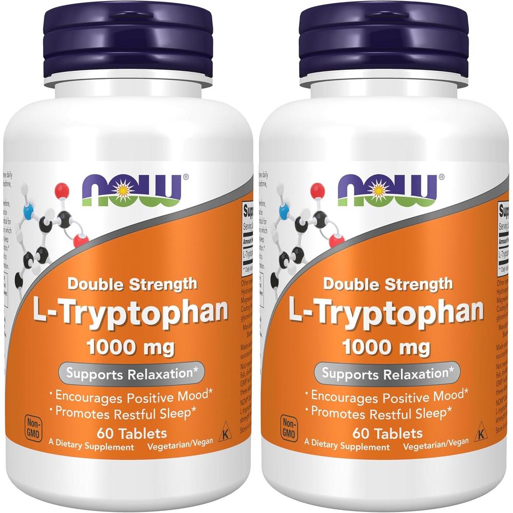 L-TRIPTÓFANO NOW FOODS 1000 MG 60 TABLETAS | PACK 2 - 2