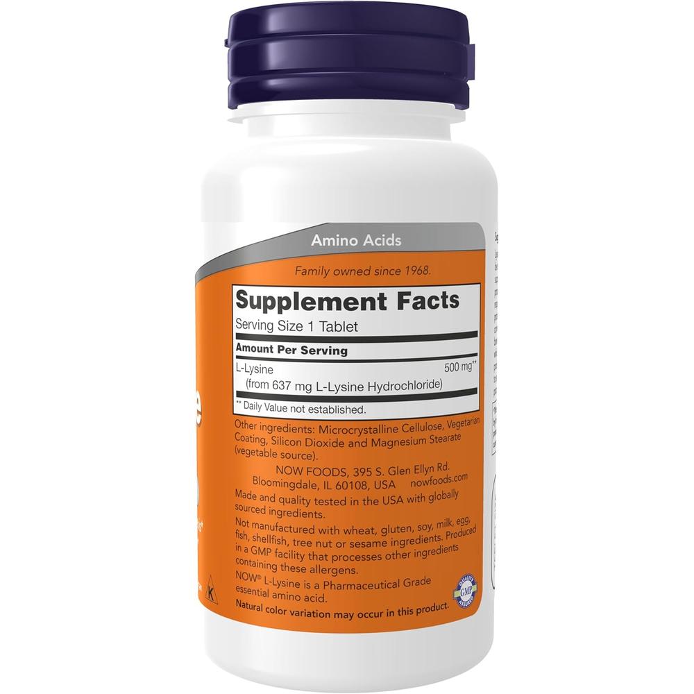 L-LISINA NOW FOODS 500 MG 100 TABLETAS - 3